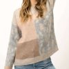 Clothing * | Mystree Leopard Patchwork Pullover Sweater In Women Taupe Mix