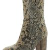 Shoes * | Seychelles Wild Ride Womens Faux Leather Almond Toe Mid-Calf Boots Black/Natural/Snake