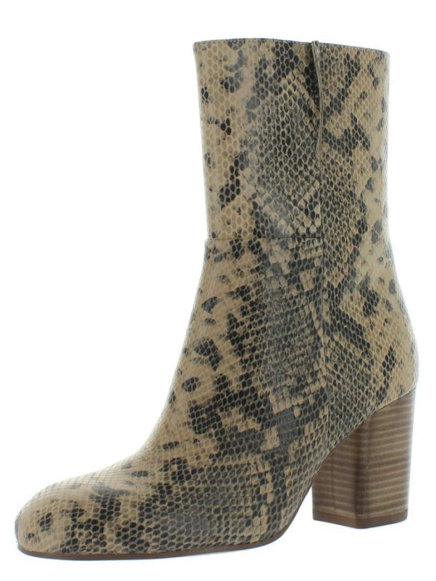 Shoes * | Seychelles Wild Ride Womens Faux Leather Almond Toe Mid-Calf Boots Black/Natural/Snake