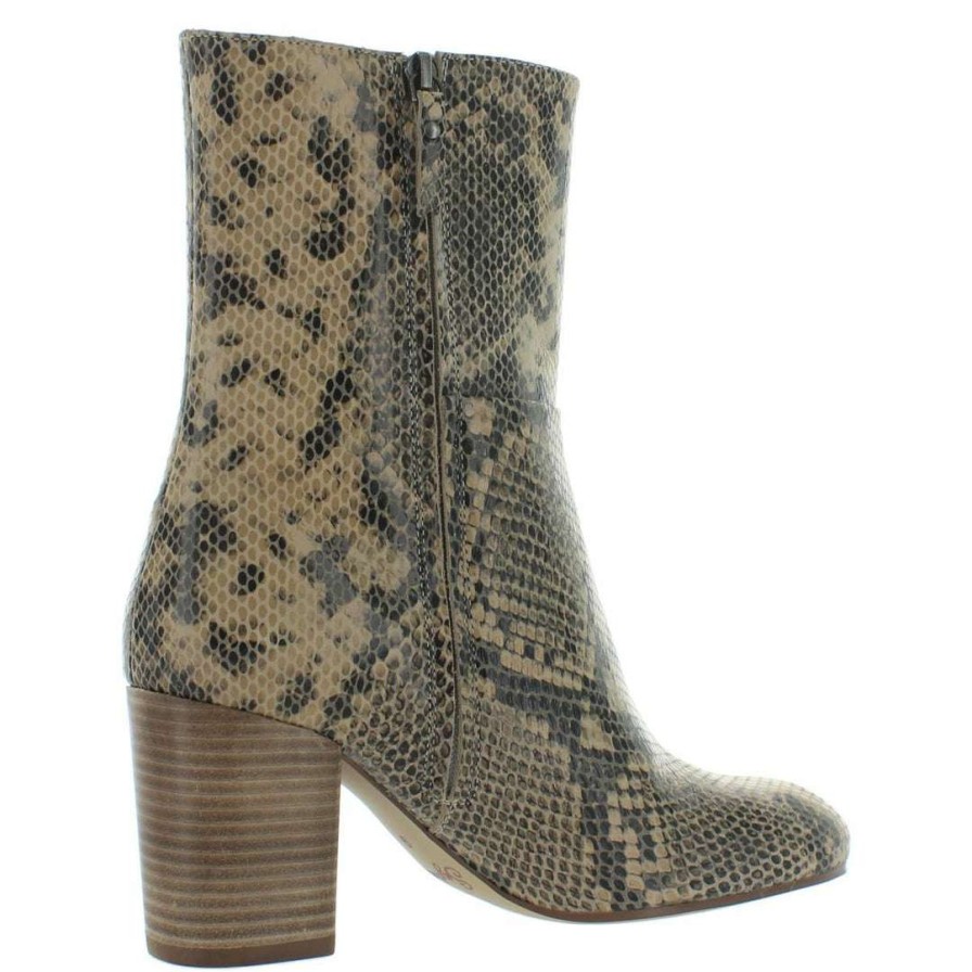 Shoes * | Seychelles Wild Ride Womens Faux Leather Almond Toe Mid-Calf Boots Black/Natural/Snake