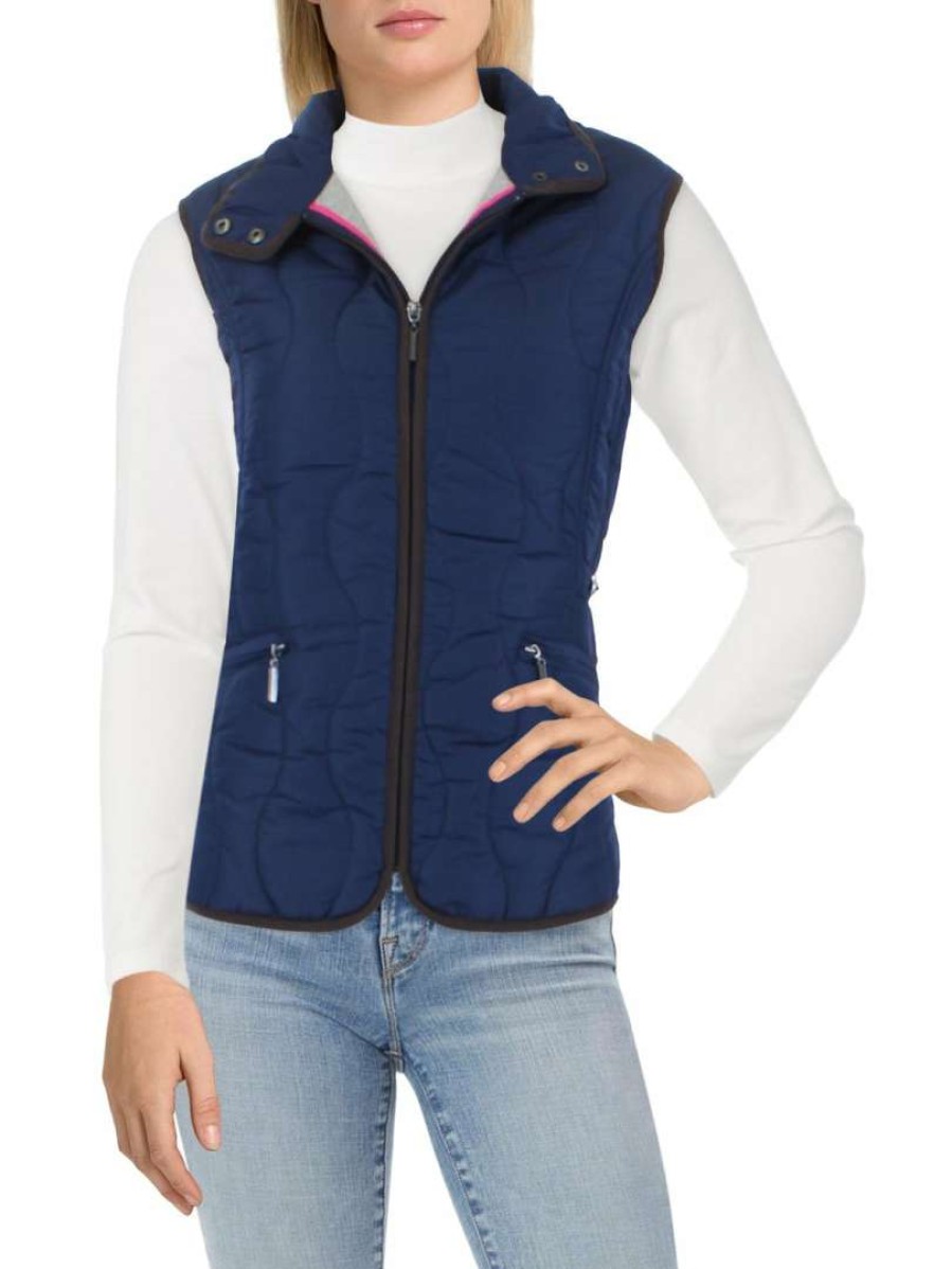 Clothing * | Weatherproof Womens Quilted Cold Weather Outerwear Vest Classic Navy