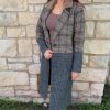 Clothing * | Mystree Plaid Fur Collar Coat In Women Taupe/Grey