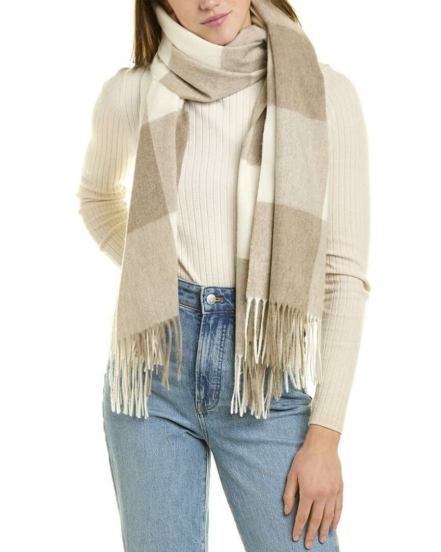 Clothing * | In2 By Incashmere Check Cashmere Wrap Women Beige