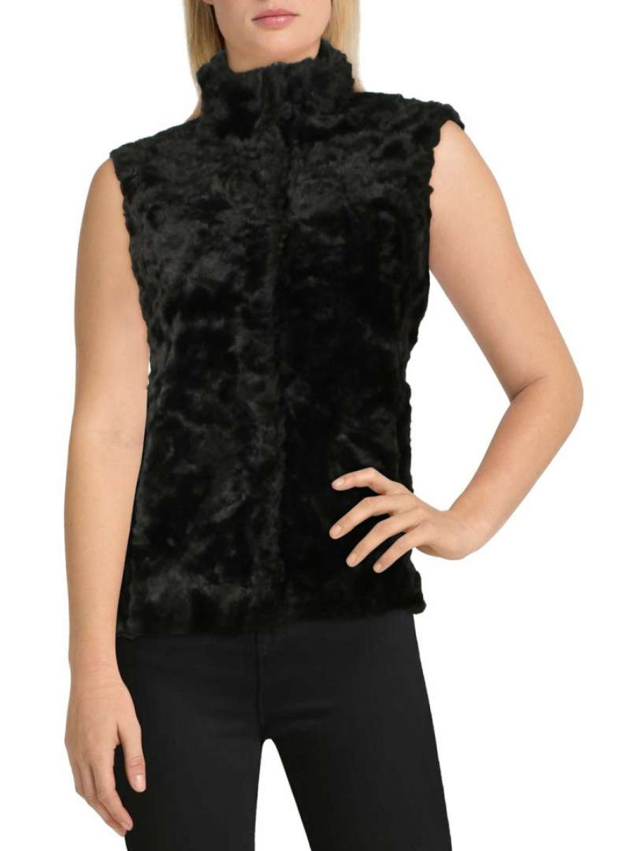 Clothing * | Weatherproof Womens Faux Fur Warm Outerwear Vest Black