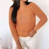 Clothing * | Mystree Chunky Mock Neck Sweater In Women Rust