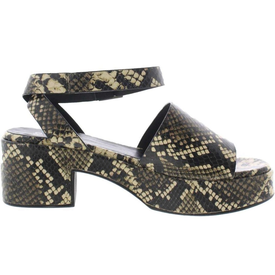 Shoes * | Seychelles Calming Influence Womens Leather Open Toe Heel Sandals Brown/Beige/Snake