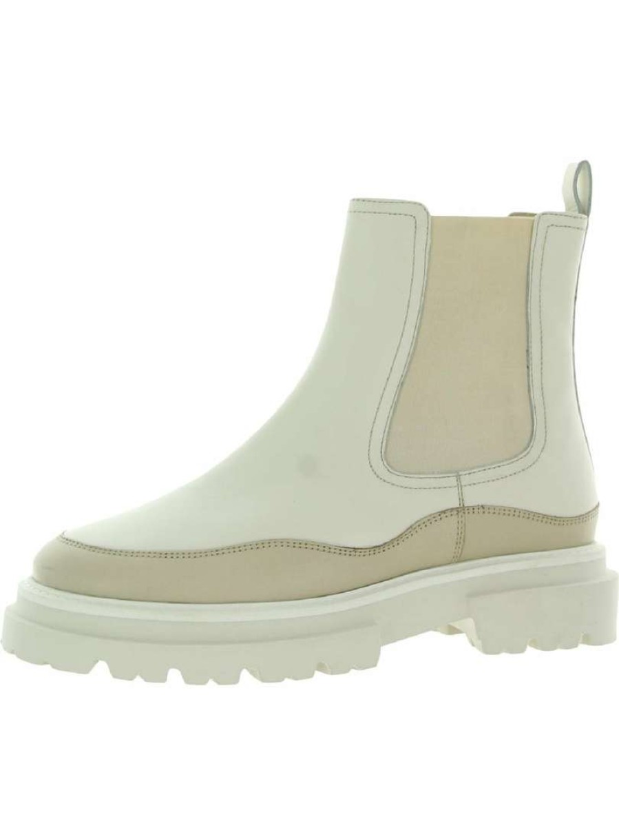 Shoes * | Seychelles Womens Leather Lugged Sole Mid-Calf Boots Cream