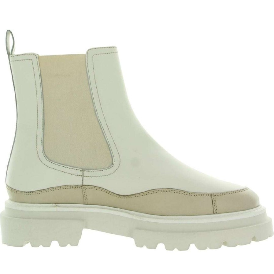 Shoes * | Seychelles Womens Leather Lugged Sole Mid-Calf Boots Cream