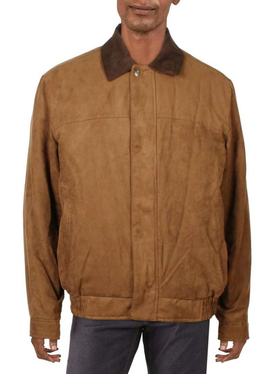 Clothing * | Weatherproof Mens Faux Suede Short Bomber Jacket