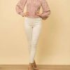 Clothing * | Mystree Smocked Balloon Sleeve Blouse In Women Mauve