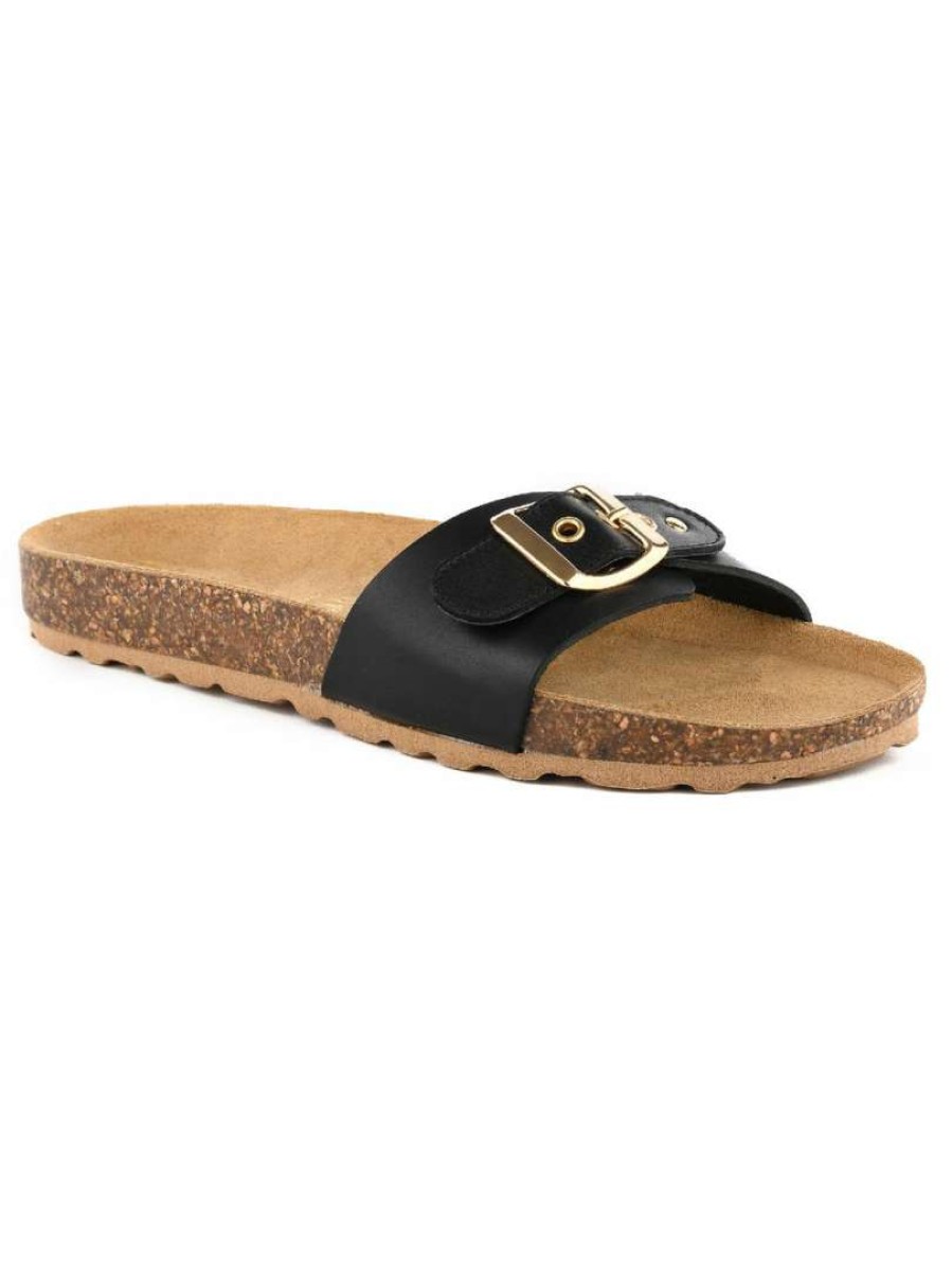 Shoes * | Seychelles Speechless Womens Leather Summer Slide Sandals Black Leather