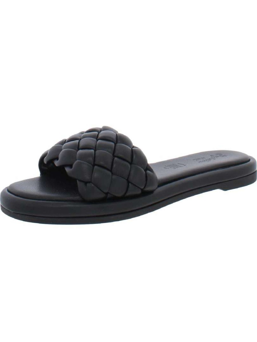 Shoes * | Seychelles Womens Faux Leather Woven Slide Sandals Black