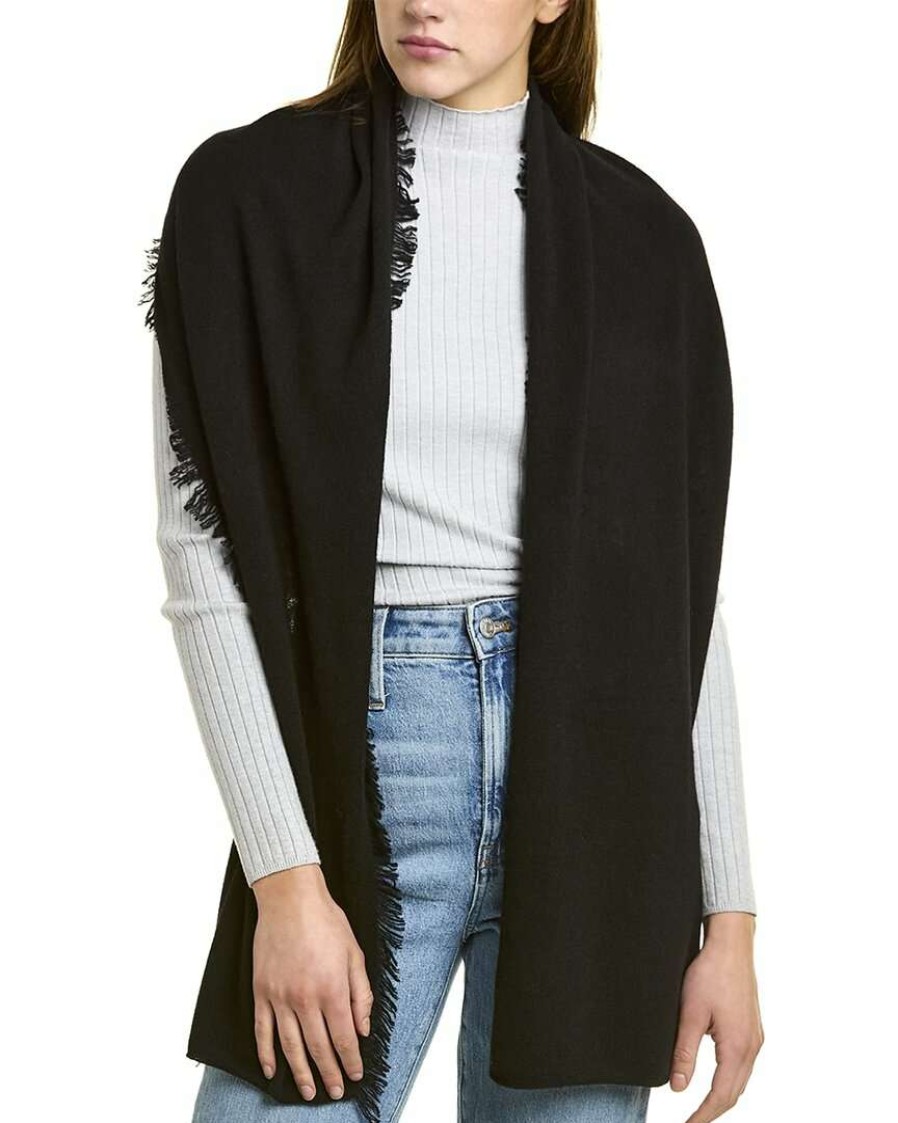 Clothing * | In2 By Incashmere Fringe Cashmere Wrap Women Black