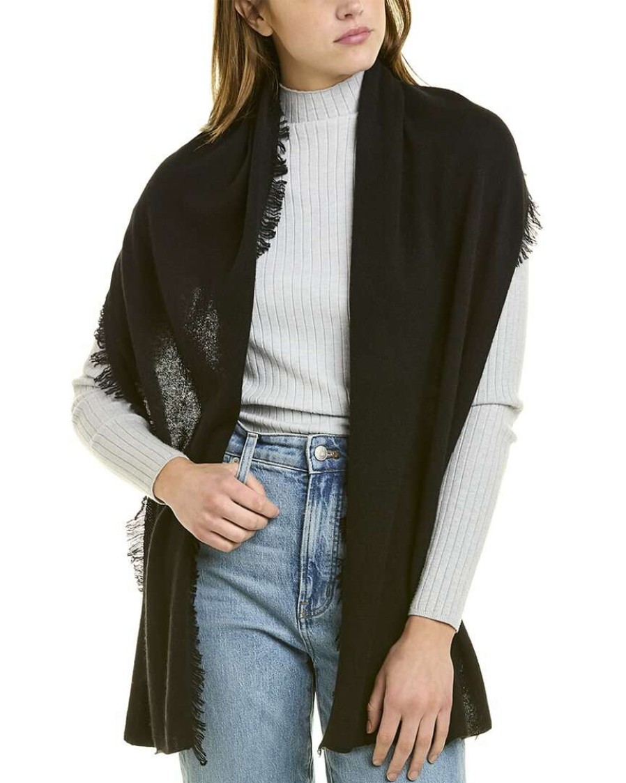 Clothing * | In2 By Incashmere Fringe Cashmere Wrap Women Black