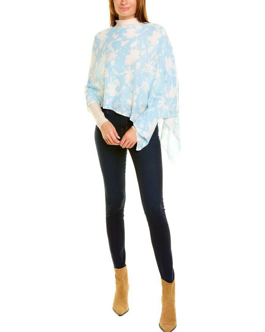 Accessories * | In2 By Incashmere Floral Print Cashmere Topper Women Blue