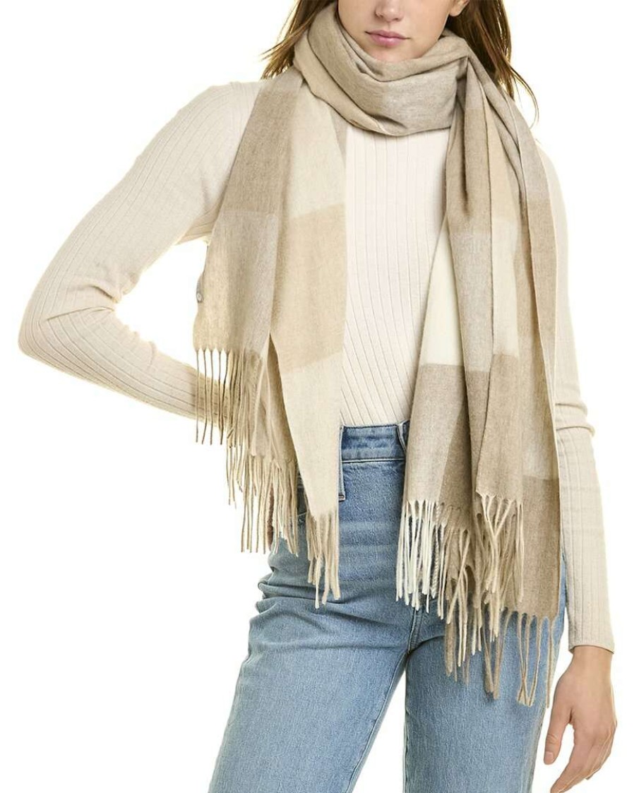 Clothing * | In2 By Incashmere Check Cashmere Wrap Women Beige