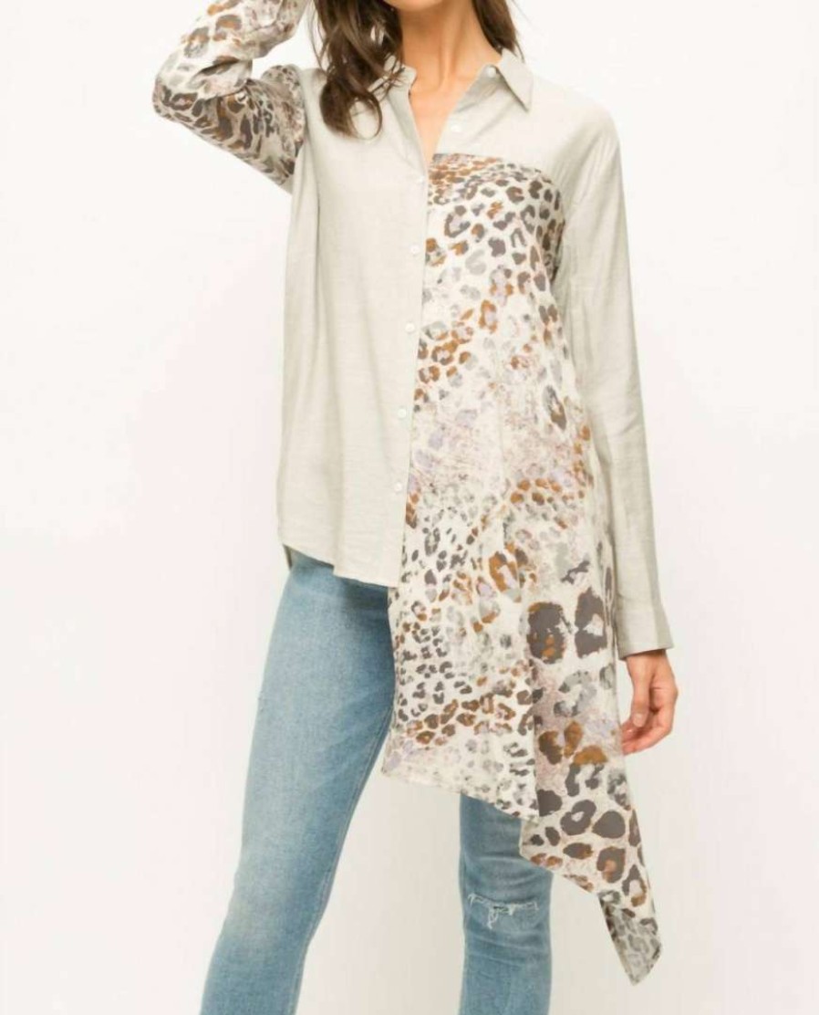 Clothing * | Mystree Sandra Button Down Shirt In Women Warm Grey