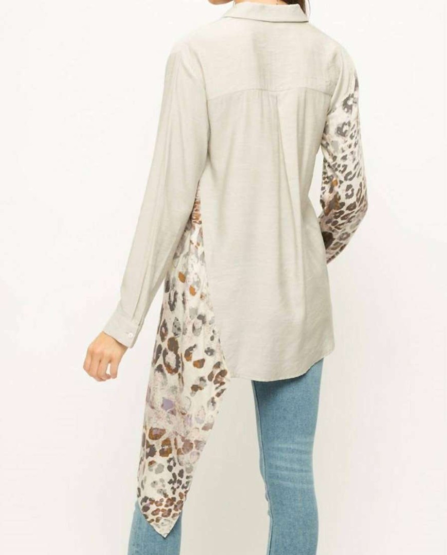 Clothing * | Mystree Sandra Button Down Shirt In Women Warm Grey