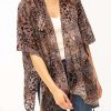 Clothing * | Mystree Burnout Velvet Leopard Kimono In Women Brown