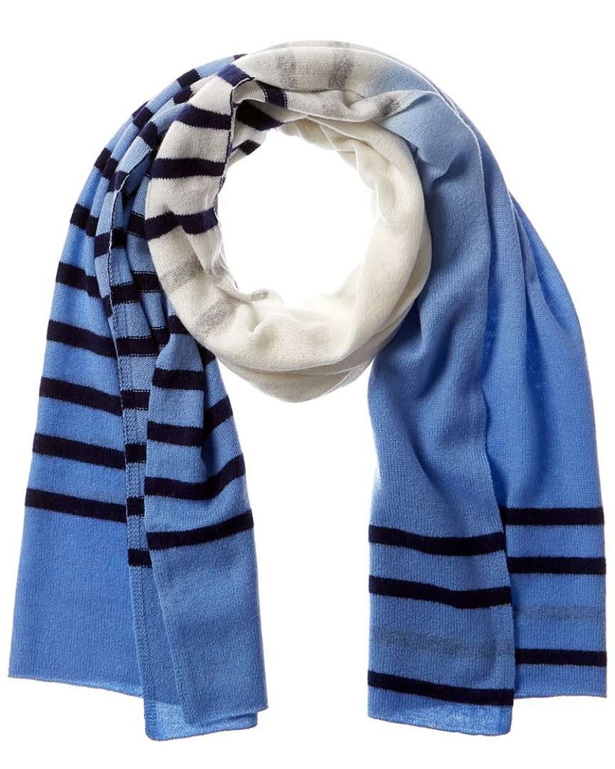 Accessories * | In2 By Incashmere Stripe Cashmere Scarf Women Blue