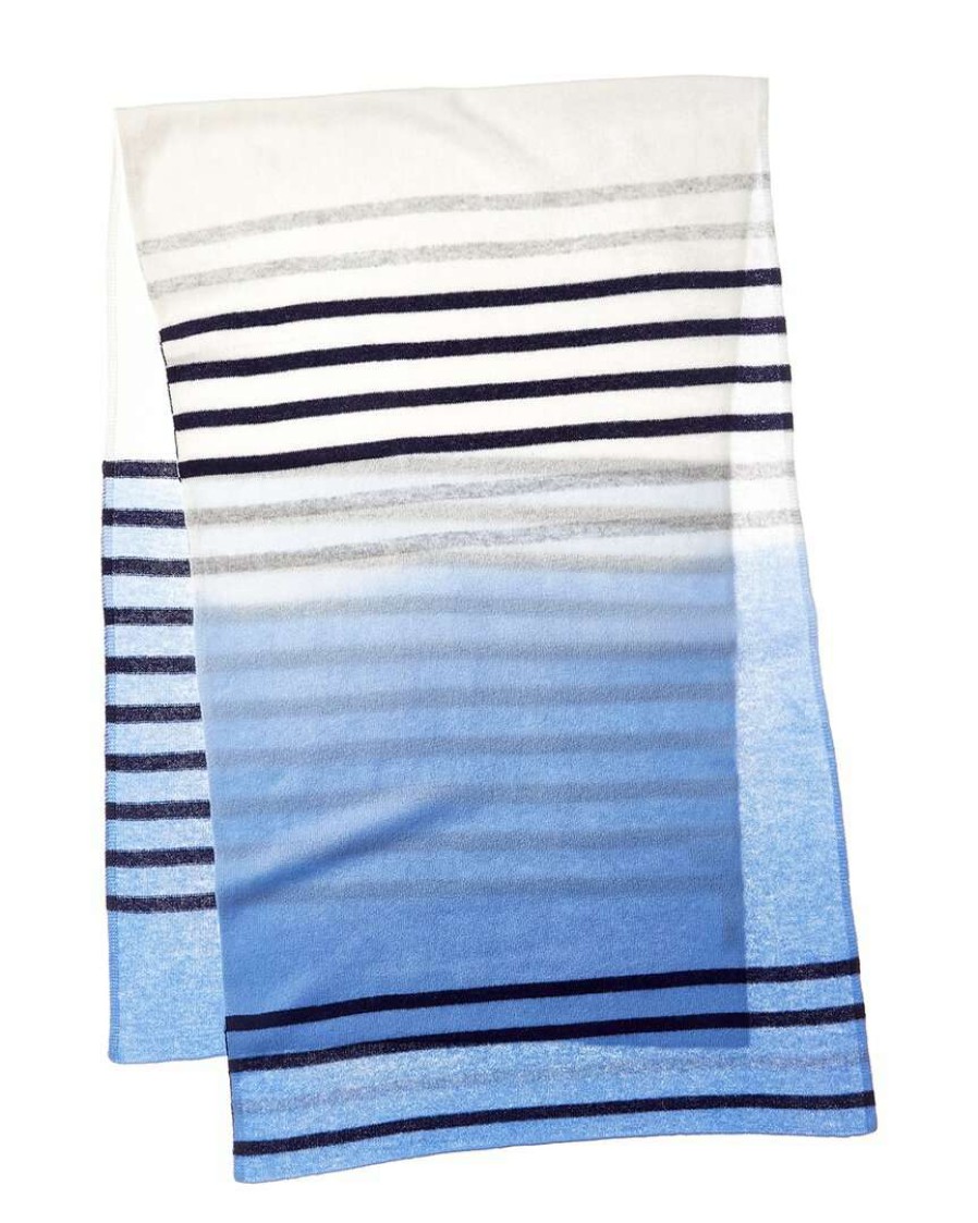 Accessories * | In2 By Incashmere Stripe Cashmere Scarf Women Blue