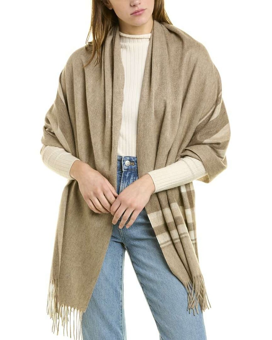 Clothing * | In2 By Incashmere Plaid Cashmere Wrap Women Beige