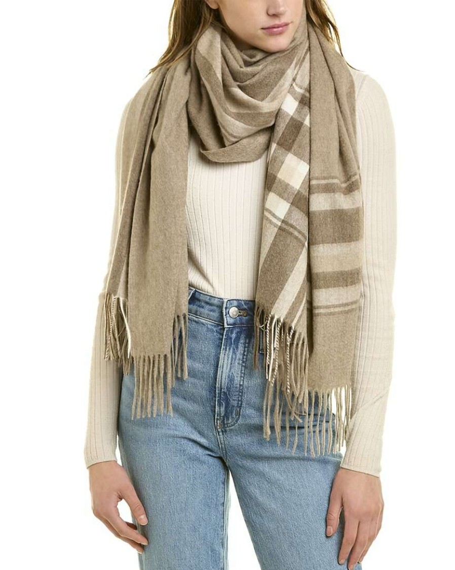 Clothing * | In2 By Incashmere Plaid Cashmere Wrap Women Beige