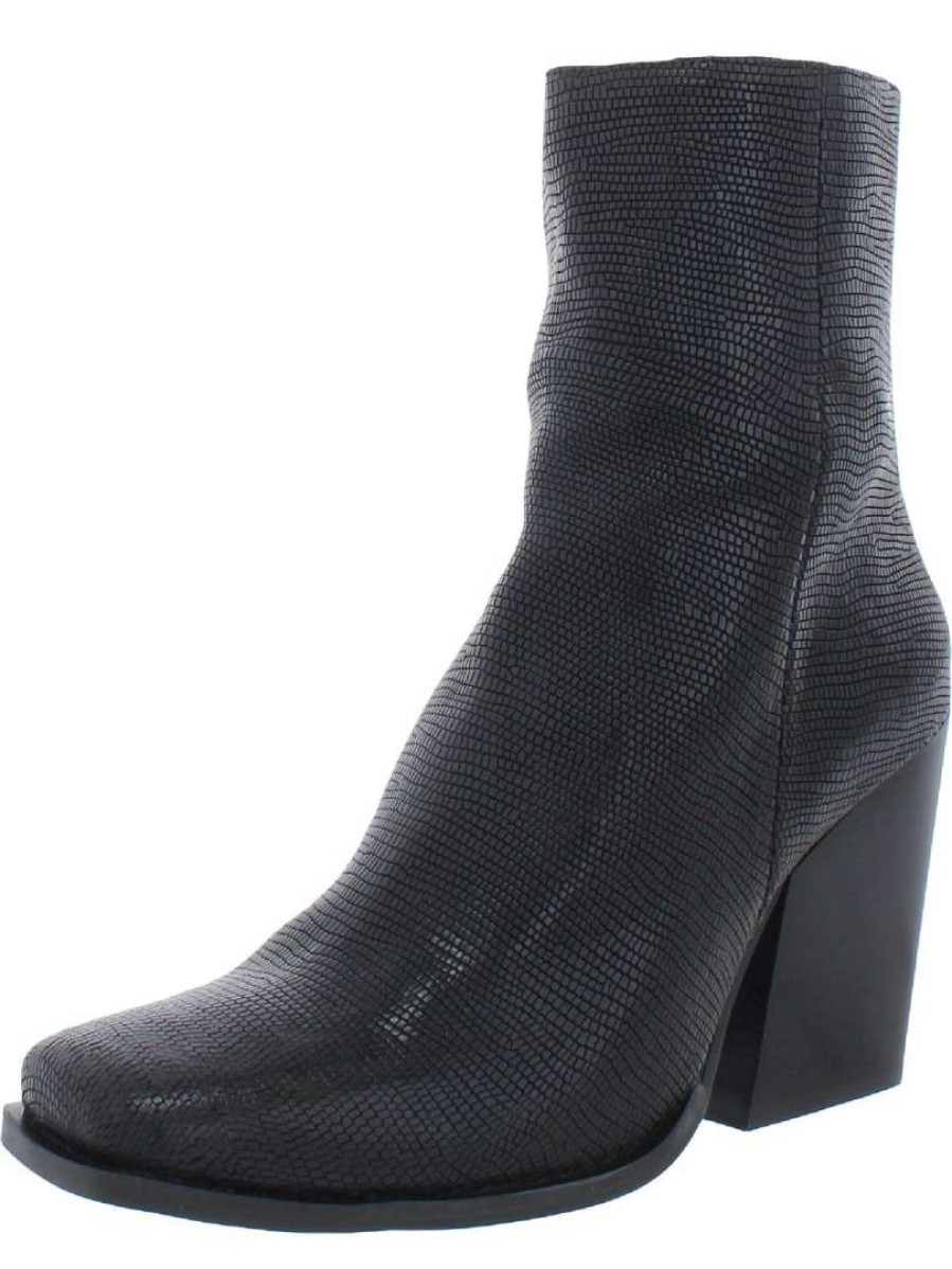 Shoes * | Seychelles Everytime You Go Womens Leather Lizard Print Ankle Boots Black