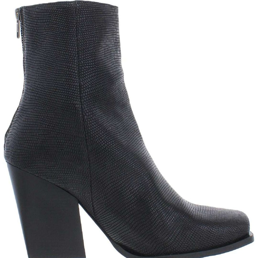 Shoes * | Seychelles Everytime You Go Womens Leather Lizard Print Ankle Boots Black