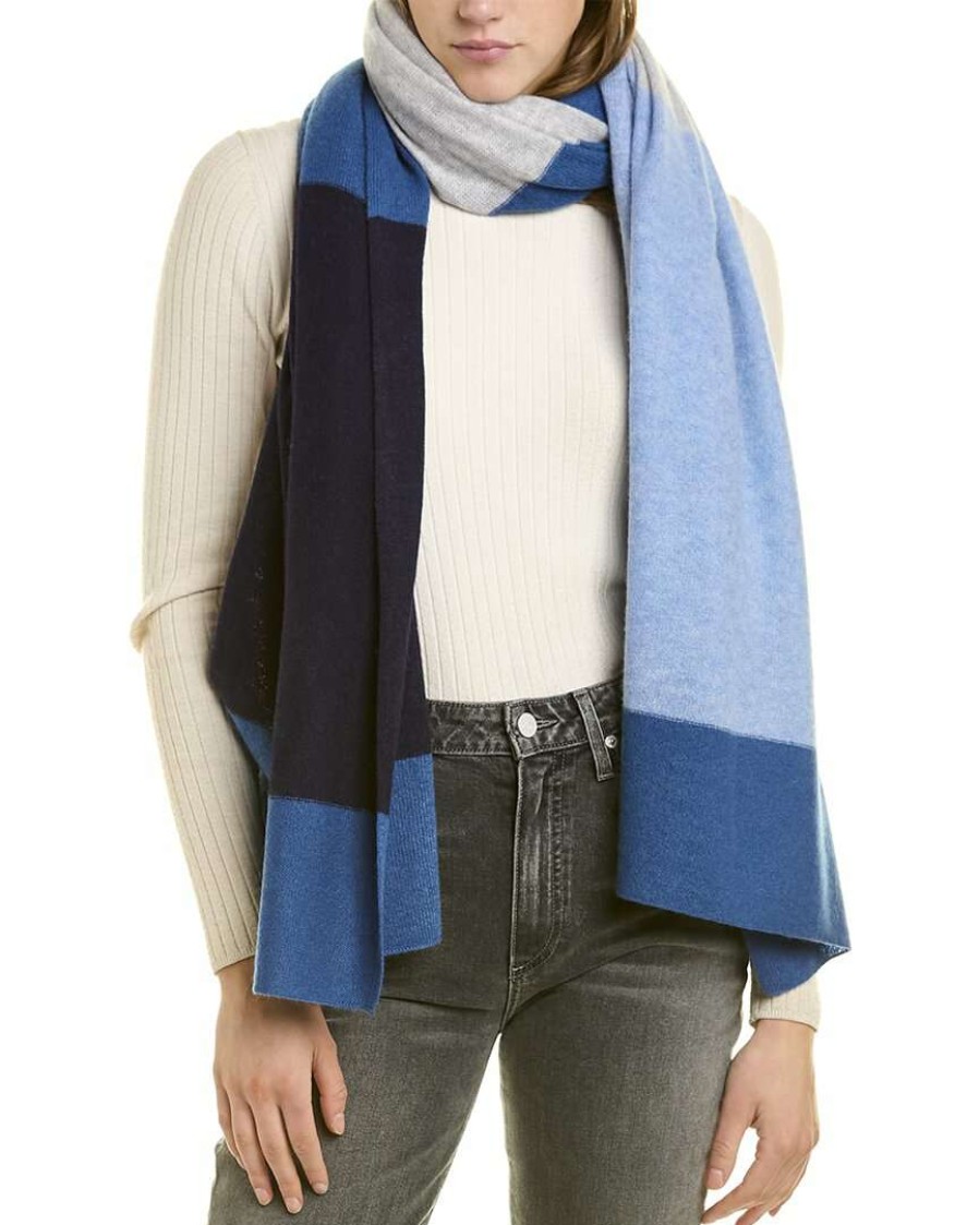 Clothing * | In2 By Incashmere Bold Stripe Cashmere Wrap Women Blue