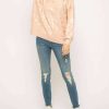 Clothing * | Mystree Shiny Gold Leopard Sweater In Women Blush