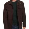 Clothing * | Weatherproof Mens Faux Suede Short Bomber Jacket Mahogany